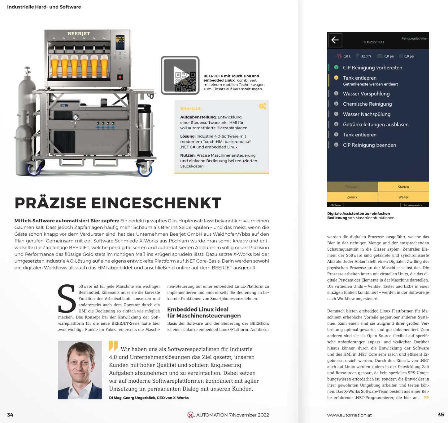 X-WORKS in der Automation Ausgabe 7/2022 über das BeerJet Projekt